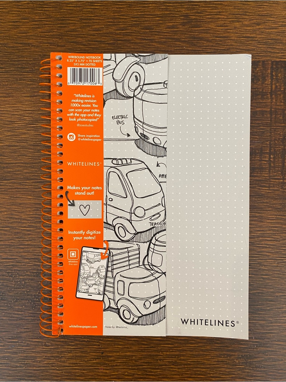Whitelines Dotted Paper Spiral Notebook - 70 Pages